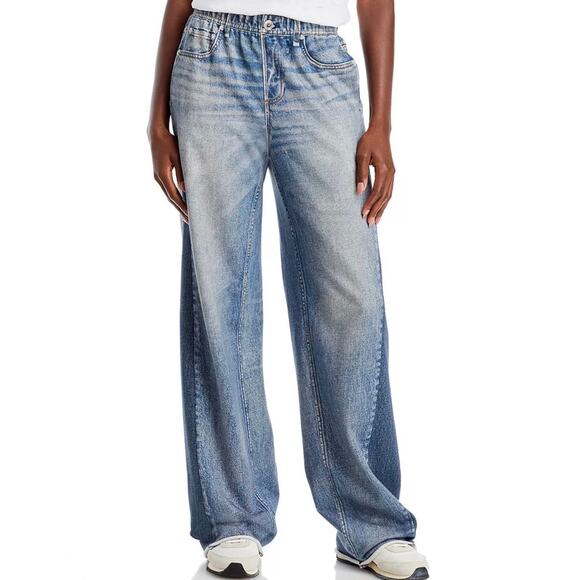 rag & bone Denim - rag & bone Miramar Stretch Waist High Rise Wide Leg Jeans in Moonrise size L C7